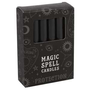 12 Magic Spell Candles Black - Protection