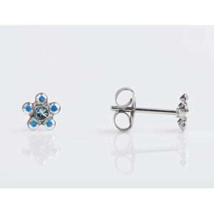 Studex Tiny Tips Stainless Steel 5mm Daisy AB Crystal-March Aquamarine Earrings