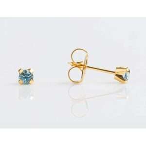 Studex Tiny Tips Gold Plated Tiff. 3mm March Aquamarine Earrings
