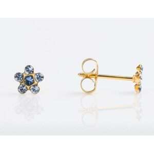 Studex Tiny Tips Gold Plated 5mm Daisy Light Sapphire – September Sapphire Earrings