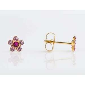 Studex Tiny Tips Gold Plated 5mm Daisy Light Rose – Fuchsia Earrings