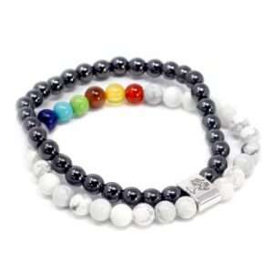 Magnetic Gemstone Bracelet - White Howlite Stone Chakra