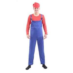 Adult Super Plumber Bro Red/Blue Costume