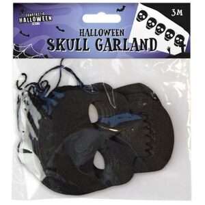 Halloween Black Glitter Skull Garland