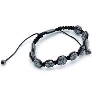Magnetic Hematite Shamballa Bracelet - Hexagon Skulls