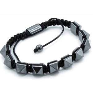 Magnetic Hematite Shamballa Bracelet - Spiky Pyramids