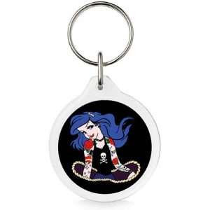 Blue Haired Punk Princess 40mm Round Keyring