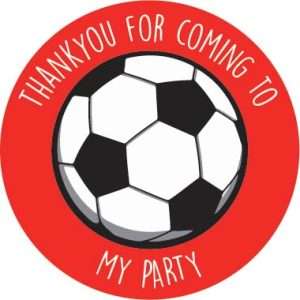 Thank You For Coming To 'Childs Name" Party Football Themed Party Bag Sticker