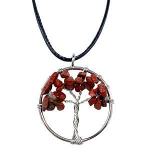 Red Jasper Tree Of Life Gemstone Necklace