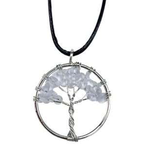 Rock Crystal Tree Of Life Gemstone Necklace