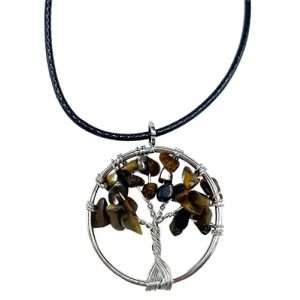 Tigers Eye Tree Of Life Gemstone Necklace