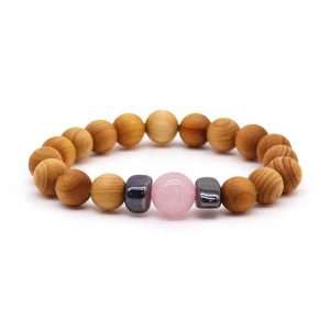 Cedarwood Rose Quartz Heart Chakra Bangle