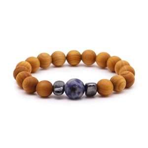 Cedarwood Sodalite Throat Chakra Bangle