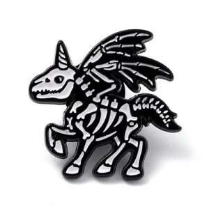 Unicorn Skeleton Enamel Pin Badge