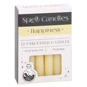 12 Spell Candles Pale Yellow - Happiness
