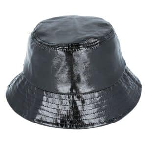 Shiny Black Vinyl PU Bucket Hat