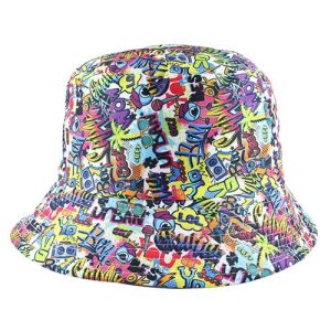 Graffiti Lol Pattern Bucket Hat