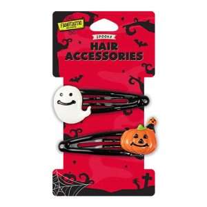 Halloween Hair Slides with Ghost & Pumpkin