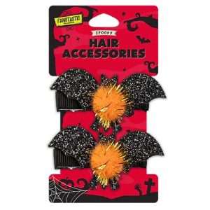 Halloween Hair Slides with Glitter Bats