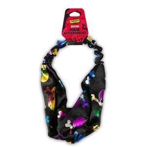 Halloween Black with Coloured Foil Skulls Soft Headband