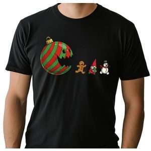 Christmas Pacman Black T-Shirt