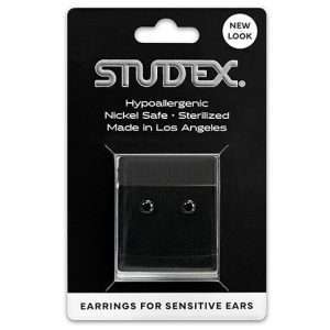 Studex Sensitive Carded Black Stainless 5mm Steel Black Cubic Zirconia