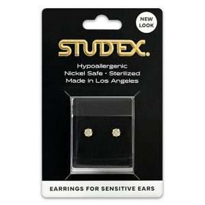 Studex Sensitive Carded Gold Plated Stainless Steel 4x4mm Princess Cut