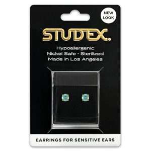 Studex Sensitive Carded Gold Plated 5mm Aquamarine Earrings