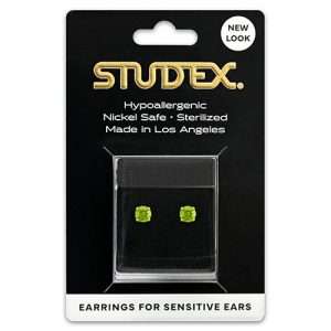 Studex Sensitive Carded Gold Plated 5mm Peridot Earrings