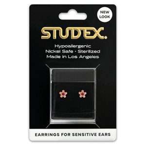 Studex Sensitive Carded Gold Plated 5.5mm Light Rose and Fuchsia Daisy