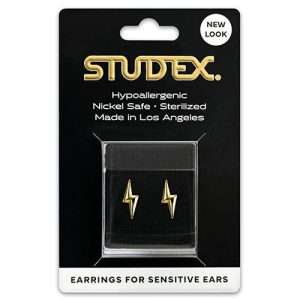 Studex Sensitive Carded Gold Plated Lightening Bolt Earrings