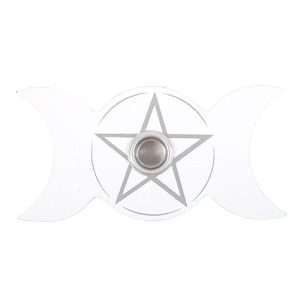 White Triple Moon Spell Candle Holder