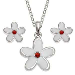 White Daisy Necklace & Earrings Set