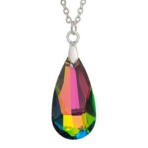 Faceted Dark AB Glass Tear Drop Necklace