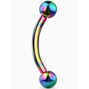 1.2mm Rainbow Anodised Steel Curved Barbell