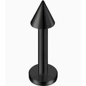 1.2mm Black PVD Coated 316L Steel Labret with Spike